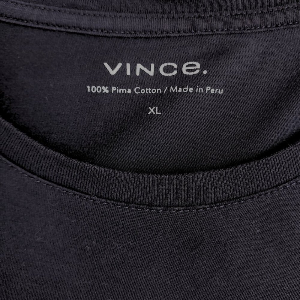 Vince Navy Blue Pima Cotton Men's T-Shirt – Short Sleeve Crewneck Tee, Size XL - Picture 5 of 6